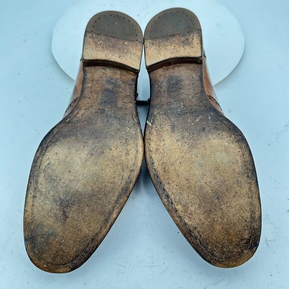 Alexander McQueen Men Size EU 42 US 9 Brown Leather Brogue Double Monk Shoes - Picture 8 of 12